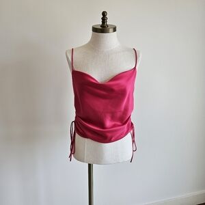 Dynamite Hot Pink Cowl Neck Satin Cami